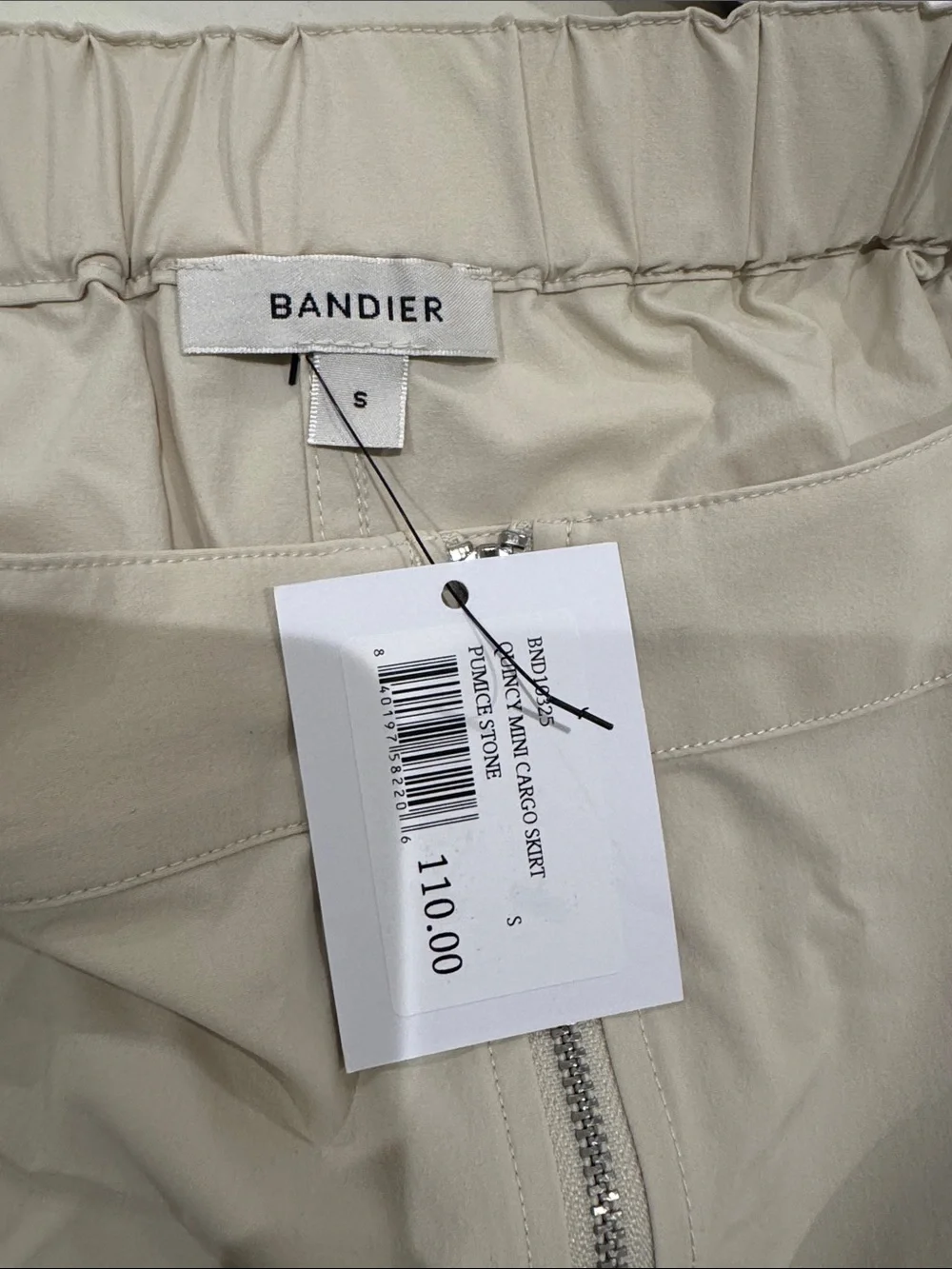 Women's Mini Skirt with Front Zip in Cream